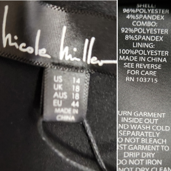 🆕️⬇️Nicole Miller Black Stretch Crepe Camille Dress With Sequin Puff Sleeves - Picture 12 of 15